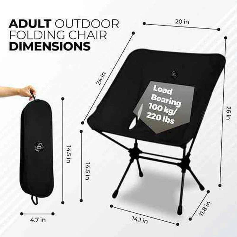 Ultralight Low - Back Folding Camping Chairs with Storage Pouch – Compact & Portable - Omnixa