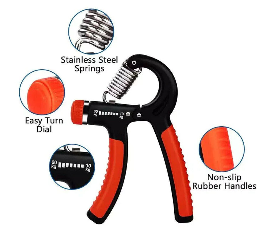 Adjustable Hand Grip Strengthener – 10–60kg Forearm & Finger Trainer for Fitness & Rehab