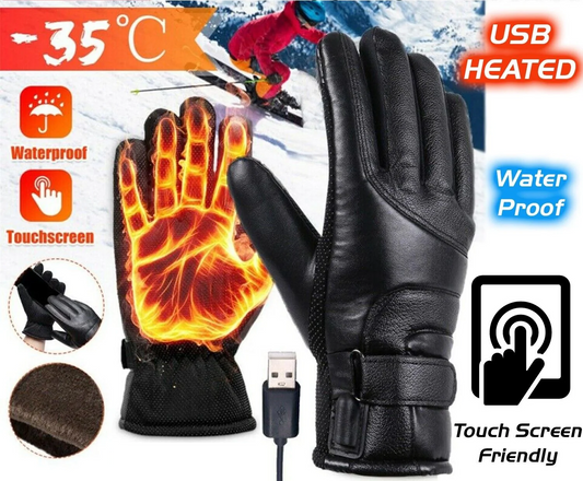 Electric USB Heated Gloves Winter Warming Thermal Ski Snow Hand Warm Windproof