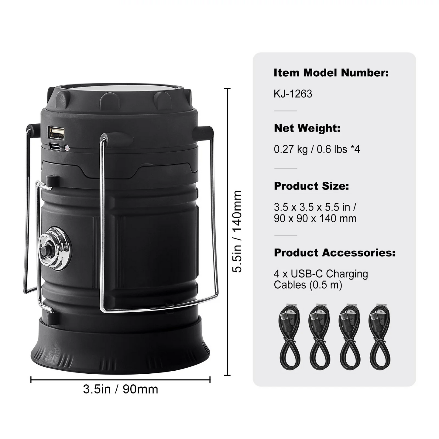 Set of 4 Portable Rechargeable LED Camping Lanterns – Multi-Use Lights & Power Banks