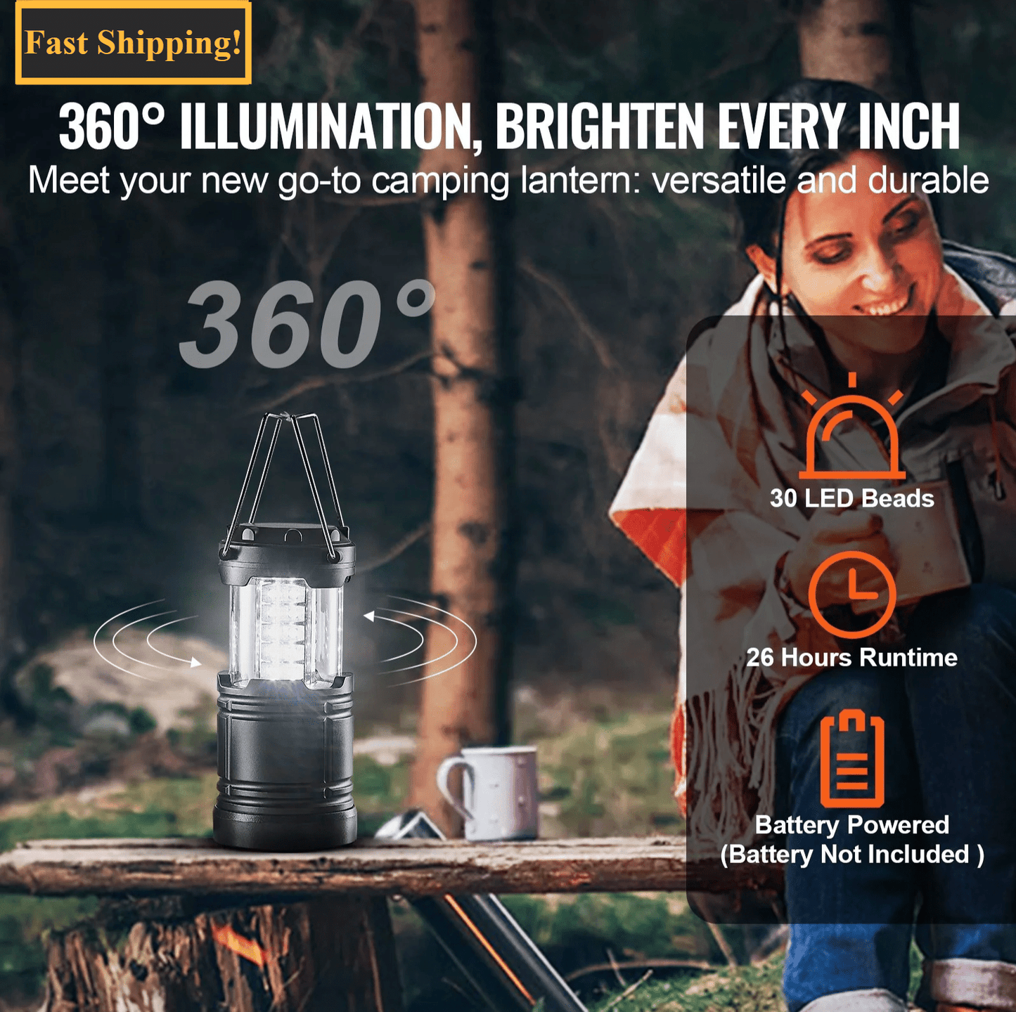 Collapsible LED Camping Lanterns (4 - Pack) | Battery Powered Pop - Up Lights - Omnixa