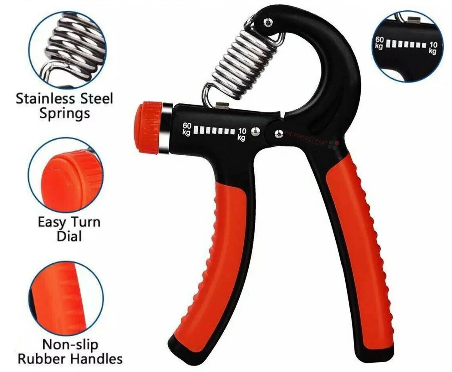 Adjustable Hand Grip Strengthener – 10–60kg Forearm & Finger Trainer for Fitness & Rehab