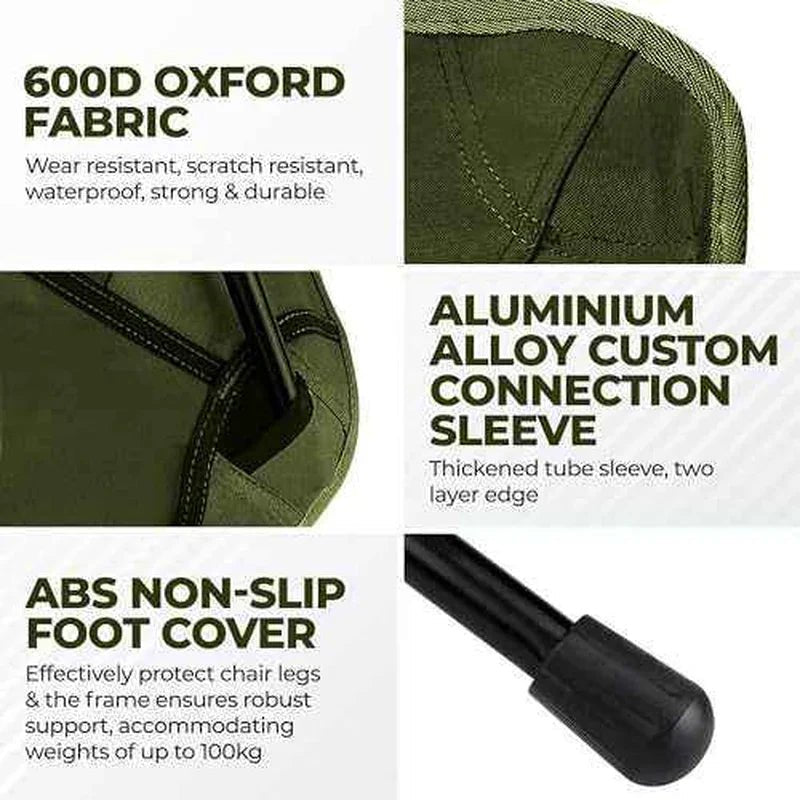 Ultralight Low - Back Folding Camping Chairs with Storage Pouch – Compact & Portable - Omnixa