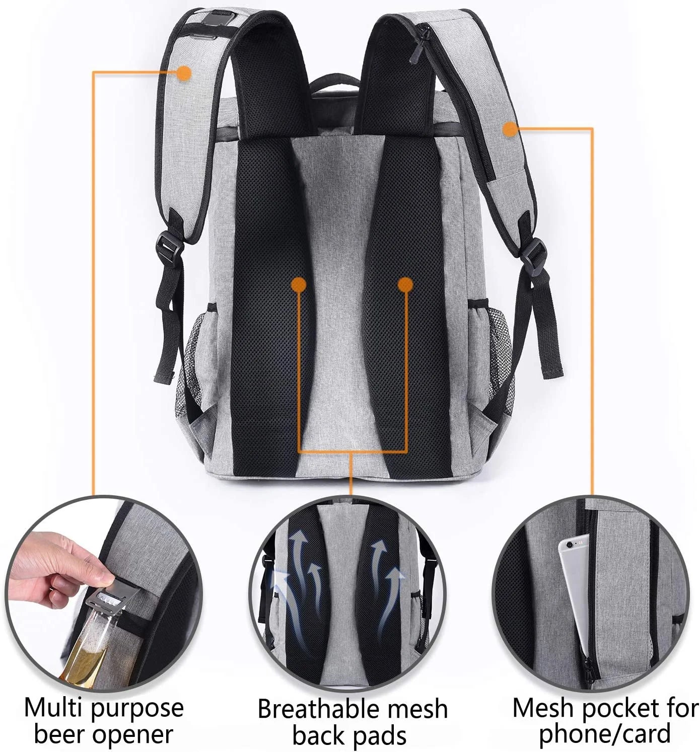 30-Can Leakproof Insulated Cooler Backpack – Waterproof, Lightweight Soft Cooler Bag for Lunch, Beach, Camping & Hiking (Men & Women)