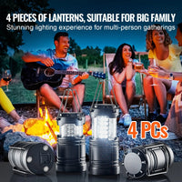 Collapsible LED Camping Lanterns (4 - Pack) | Battery Powered Pop - Up Lights - Omnixa