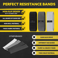 Fabric Resistance Bands (Set of 3) | Non - Slip Exercise Loops for Legs & Glutes - Omnixa