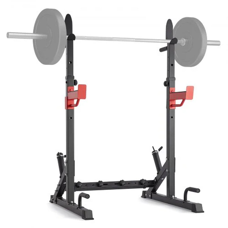 Adjustable Squat Rack with Bench Press Hooks & Weight Storage