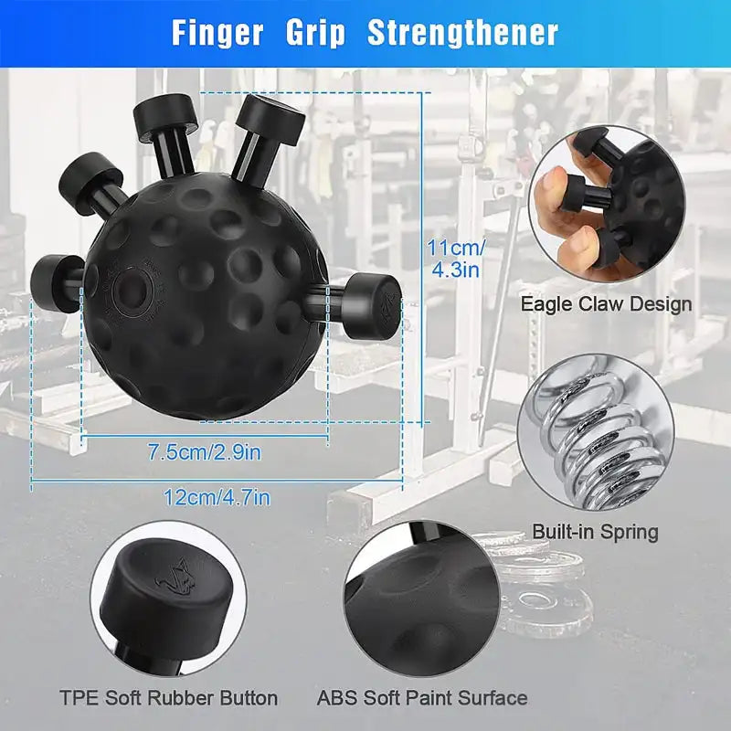5-Finger Hand Strengthener & Finger Exerciser | Adjustable Resistance Grip Trainer for Rock Climbing, Rehab & Fitness