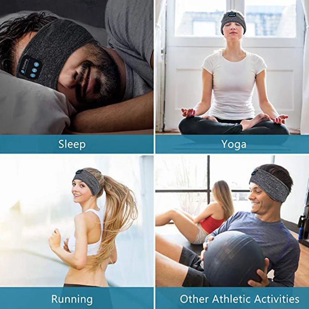 Bluetooth Wireless Sports Headband with Built - in Earphones & Eye Mask Design - Omnixa