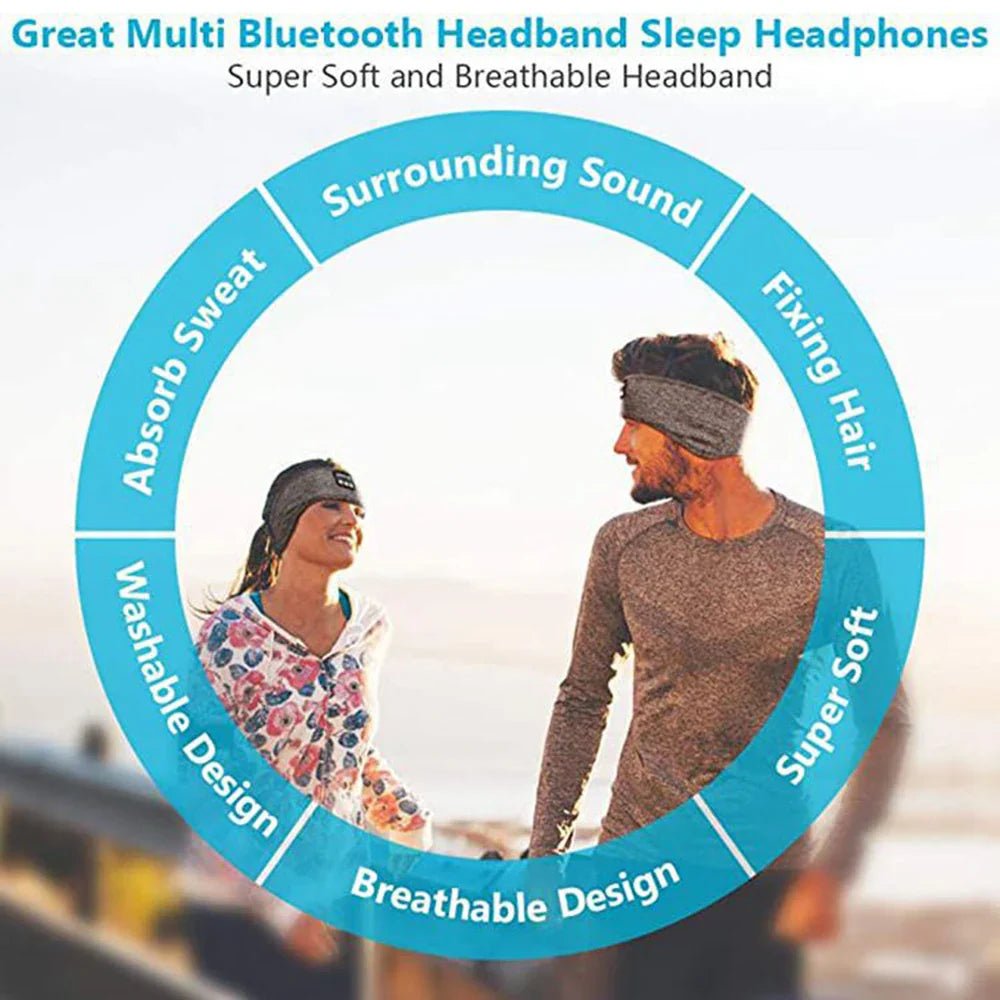 Bluetooth Wireless Sports Headband with Built - in Earphones & Eye Mask Design - Omnixa