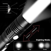 Rechargeable Tactical Flashlight | High - Lumen LED, Zoomable & Waterproof - Omnixa