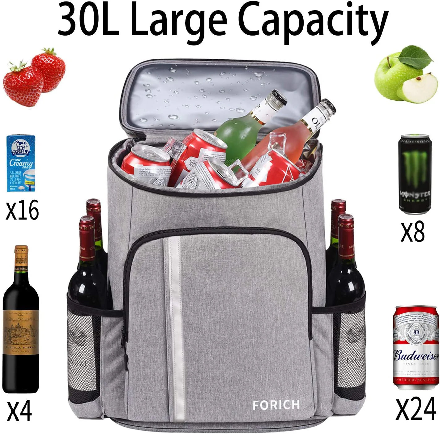 30-Can Leakproof Insulated Cooler Backpack – Waterproof, Lightweight Soft Cooler Bag for Lunch, Beach, Camping & Hiking (Men & Women)