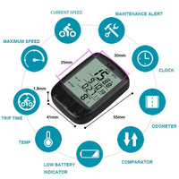 Bike Bicycle Speedometer Cycle Digital Odometer Computer Waterproof LCD Wireless - Omnixa