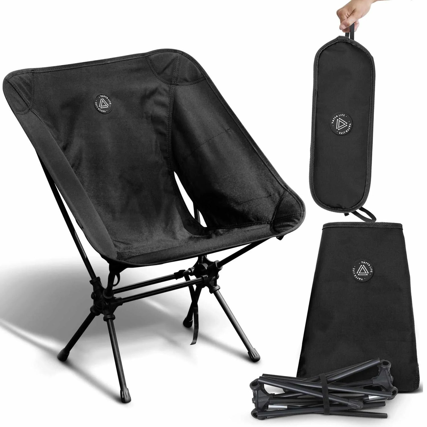 Ultralight Low - Back Folding Camping Chairs with Storage Pouch – Compact & Portable - Omnixa